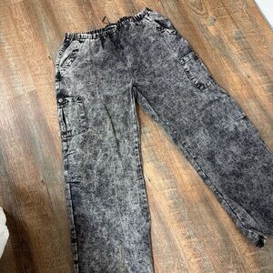 Gray Acid Wash Cargo Pants